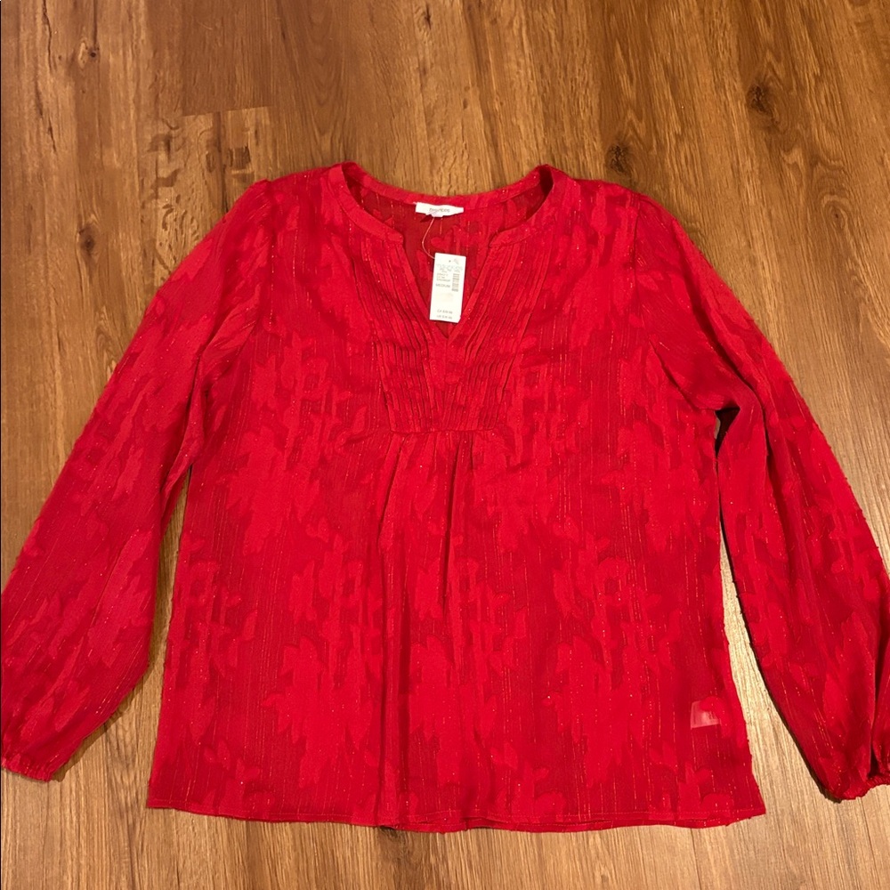 NWT Maurice’s Sheer Red long sleeve top, size M